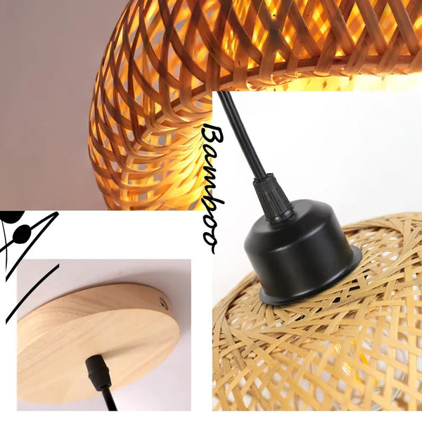 Handmade Rattan Bamboo LED Ceiling Lamp