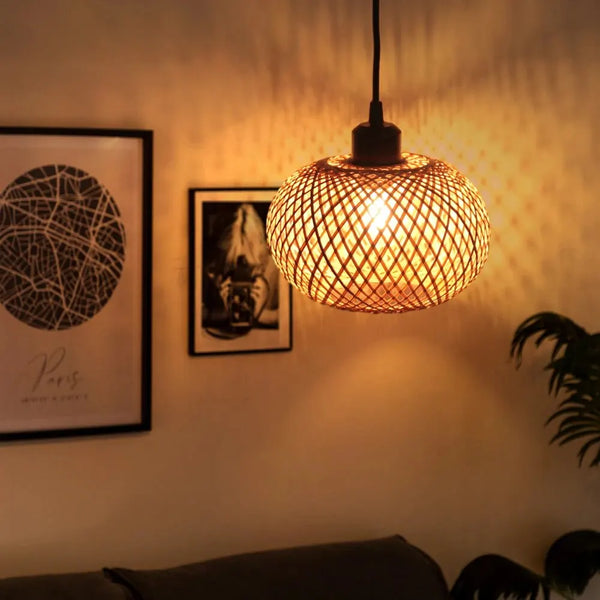 Handmade Rattan Bamboo LED Ceiling Lamp