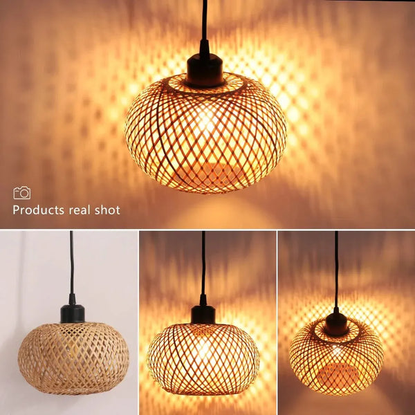 Handmade Rattan Bamboo LED Ceiling Lamp