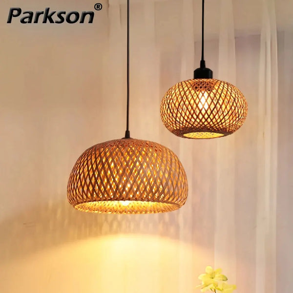 Handmade Rattan Bamboo LED Ceiling Lamp