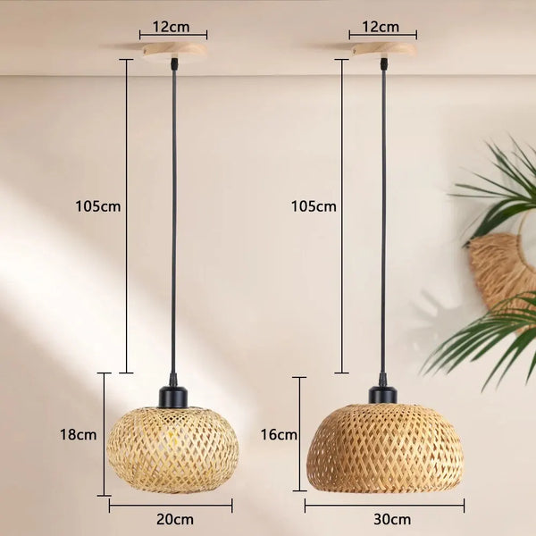 Handmade Rattan Bamboo LED Ceiling Lamp